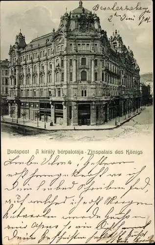 Ak Budapest Ungarn, Zinspalais des Königs