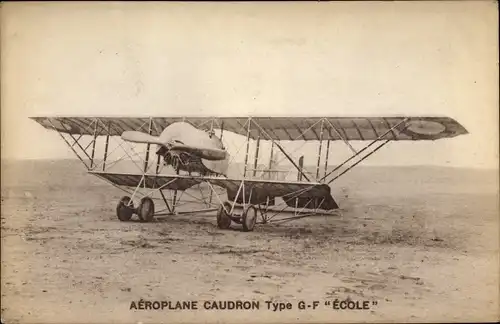 Ak Aeroplane Caudron Type G F Ecole, französisches Schulflugzeug