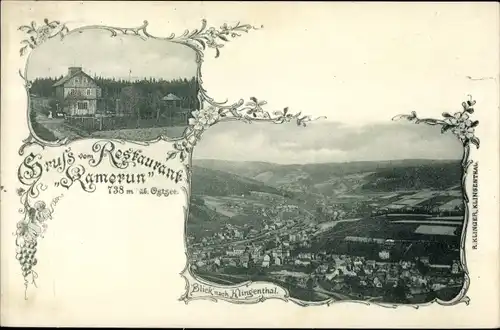 Ak Klingenthal im Vogtland Sachsen, Restaurant Kamerun, Blick auf den Ort