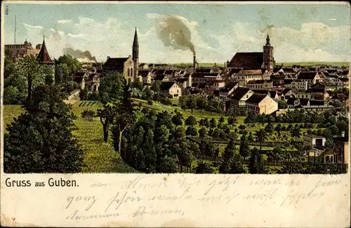 Litho Guben in der Niederlausitz, Totalansicht der Ortschaft