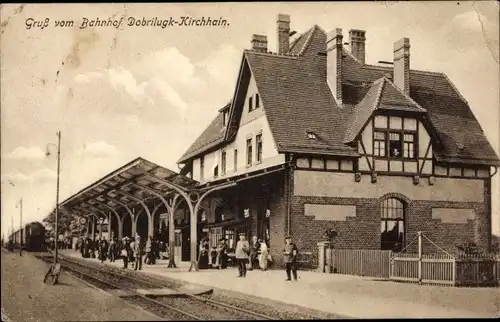 Ak Dobrilugk Doberlug Kirchhain in Brandenburg, Bahnhof, Gleisseite