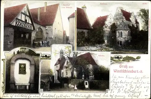 Ak Windischleuba in Thüringen, Schloss, Gasthof zum Mönch, Kirche