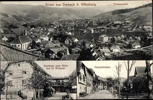 Ak Durbach in Baden Württemberg, Totalansicht, Gasthaus zum Ritter, Hauptstraße