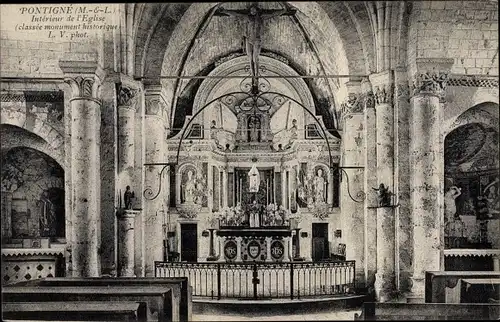 Ak Pontigné Maine et Loire, Interieur de l'Eglise