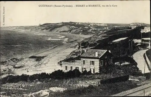 Ak Guéthary Pyrénées Atlantiques, Vue de la Gare