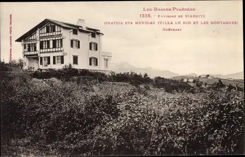 Ak Biarritz Pyrénées Atlantiques, Villa le Nid et les Montagnes