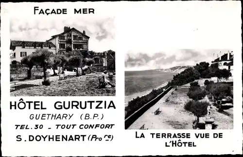 Ak Guéthary Pyrénées Atlantiques, Hotel Gurutzia, La Terrasse vue de l'Hotel