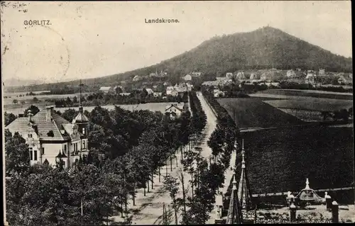 Ak Görlitz in der Lausitz, Blick zur Landskrone, Ort