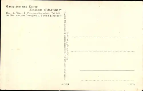 Ak Bornstedt Potsdam in Brandenburg, Gaststätte Elsässer Weinstube