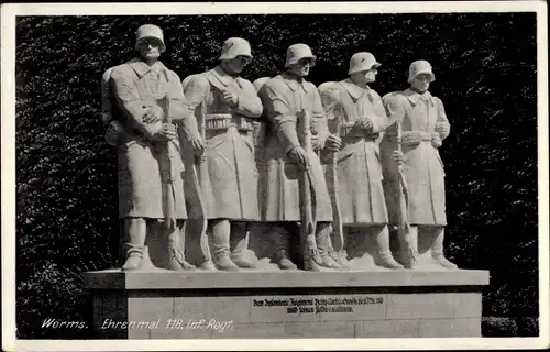 Ak Worms am Rhein, Ehrenmal 118. Infanterie Regiment