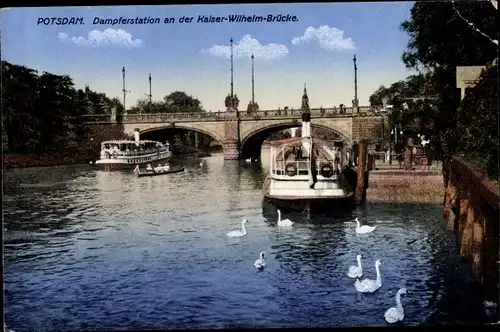 Ak Potsdam in Brandenburg, Dampferstation Kaiser Wilhelm Brücke