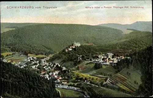 Ak Schwarzburg in Thüringen, Panorama, Nöllers Hotel, Thüringer Hof