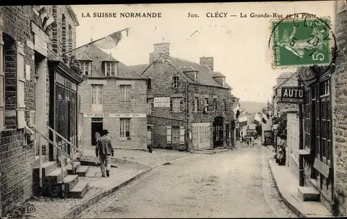 Ak Clecy Calvados, La Grande Rue