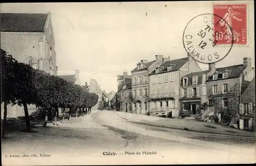 Ak Clecy Calvados, Place du Marche