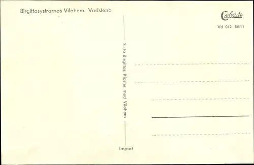 Ak Vadstena Schweden, Birgittasystrarnas Vilohem