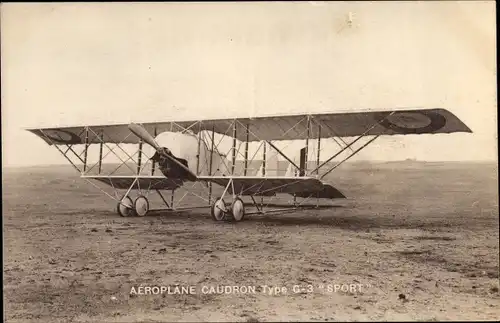 Ak Aéroplane Caudron, Type G 3 Sport, Biplan, Propellerflugzeug