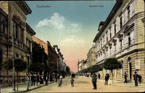 Ak Szabadka Subotica Serbien, Kossuth utca, Straßenpartie