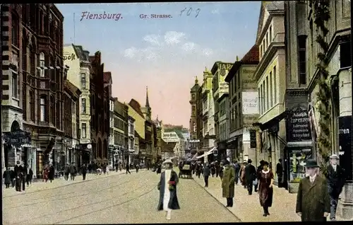 Ak Flensburg in Schleswig Holstein, Große Straße