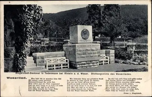 Lied Ak Todenmann Rinteln an der Weser, Dingelstedt Denkmal, Weserlied