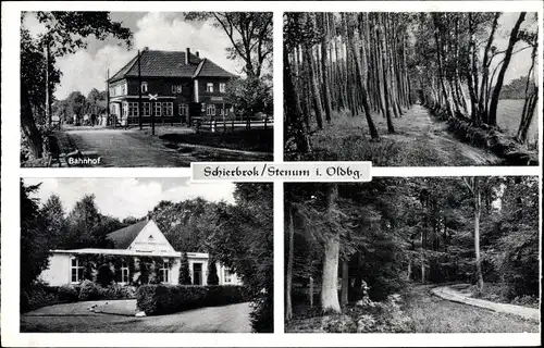 Ak Schierbrok Stenum Ganderkesee in Oldenburg, Bahnhof, Waldpartie, Gasthaus