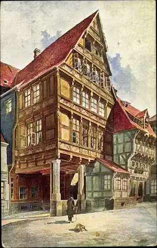 Künstler Ak Heyer, R., Hildesheim in Niedersachsen, Das Pfeilerhaus am Andreasplatz