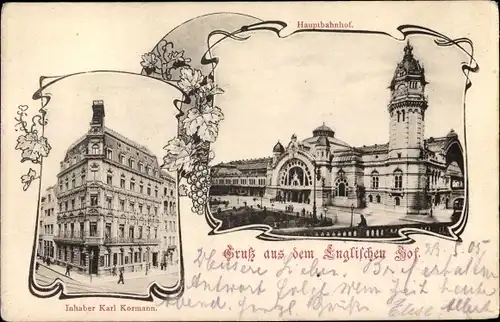Jugendstil Ak Köln am Rhein, Englischer Hof, Hauptbahnhof