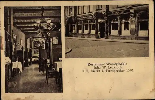 Ak Hansestadt Kiel, Restaurant Wurstglöckle, Innenansicht