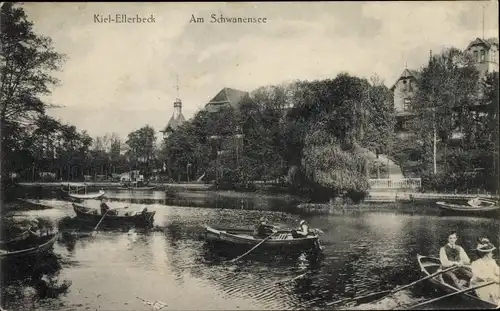 Ak Ellerbek Kiel in Schleswig Holstein, Am Schwanensee, Ruderboote