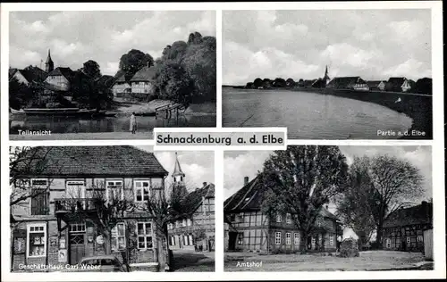 Ak Schnackenburg Elbe, Amtshof, Geschäftshaus