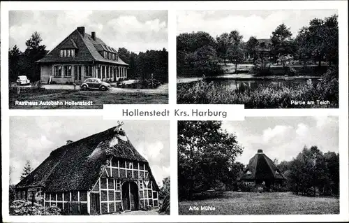 Ak Hollenstedt in Niedersachsen, Autobahn Rasthaus, Alte Mühle, Bauernhaus, Teich