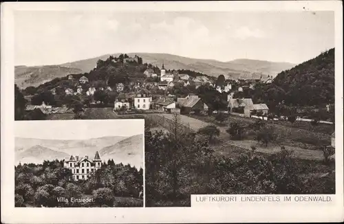 Ak Lindenfels im Odenwald, Gesamtansicht, Villa Einsiedel