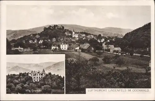 Ak Lindenfels im Odenwald, Gesamtansicht, Villa Einsiedel