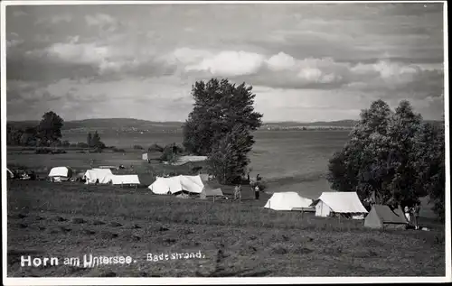Foto Ak Horn Gaienhofen am Bodensee, Badestrand, Zeltplatz
