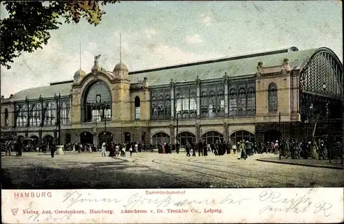 Ak Hamburg Mitte St. Pauli, Der Dammtorbahnhof, Straßenseite