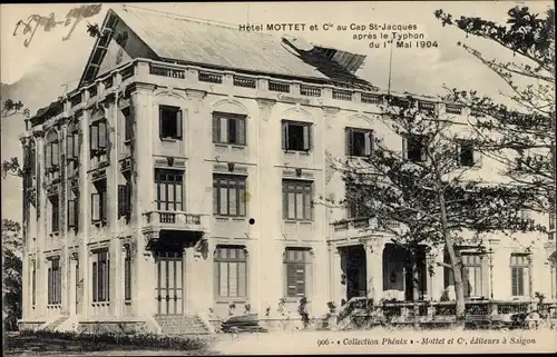 Ak Cap Saint Jacques Vũng Tàu Vietnam, Hotel Mottet et Cie apres le Typhon du 1er Mai 1904
