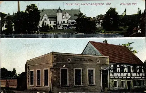 Ak Niederlangenau Langenau Brand Erbisdorf in Sachsen, Rittergut, Park, Restauration zum Striegistal