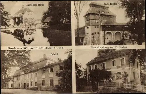 Spytków Wanscha b. Ostritz Oberlausitz Schlesien, Inspektorhaus, Gutseinfahrt, Warenhandlung Fischer