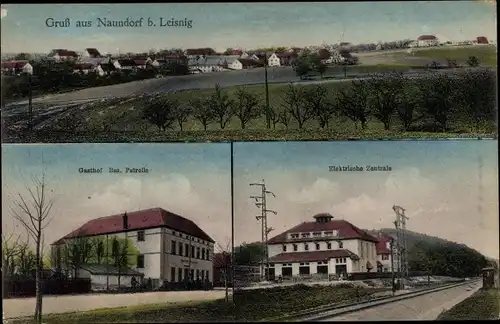 Ak Naundorf Leisnig in Sachsen, Panorama, Gasthof, Elektrische Zentrale