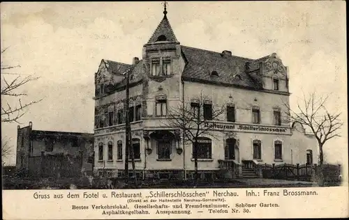 Ak Nerchau Grimma in Sachsen, Restaurant Schillerschlösschen, Inh. Franz Brossmann