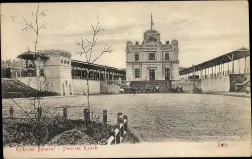 Ak Kalisz Kalisch Posen, Bahnhof