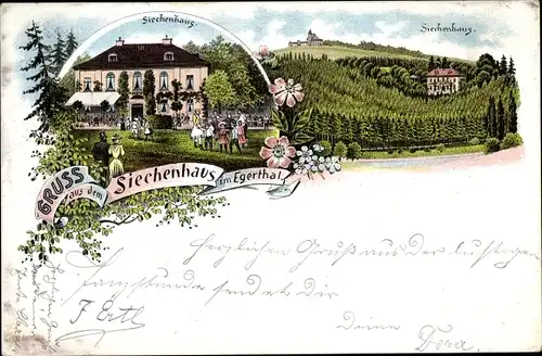 Litho Cheb Eger Region Karlsbad, Siechenhaus im Egertal