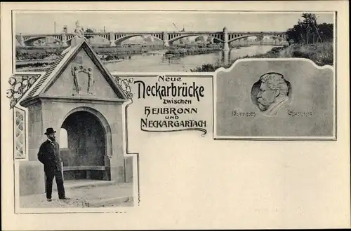 Ak Heilbronn am Neckar, Neue Neckarbrücke nach Neckargartach
