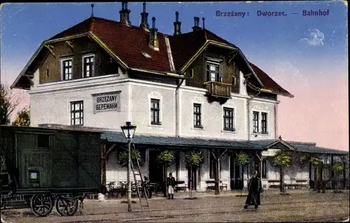 Ak Bereschany Brzezany Ukraine, Bahnhof, Gleisseite
