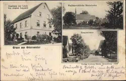 Ak Ottersweier in Baden Württemberg, Wallfahrtskirche Marialinden, Gasthaus zur Linde