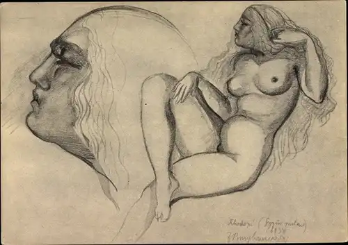 Künstler Ak Burghauserova, Zdenka, Frauenakt, Busen