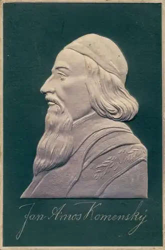 Relief Ak Jan Amos Komensky, Johann Amos Comenius, Theologe, Philosoph, Portrait