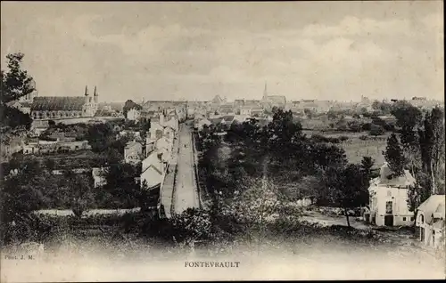 Ak Fontevrault Maine-et-Loire, Panorama