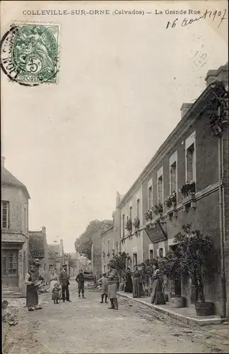 Ak Colleville sur Orne Calvados, La Grande Rue