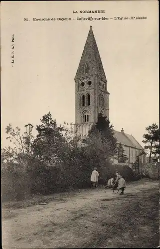 Ak Colleville sur Mer Calvados, L'Eglise