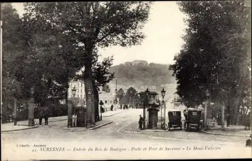 Ak Suresnes Hauts de Seine, Entree du Bois de Boulogne, Porte et Pont de Suresnes